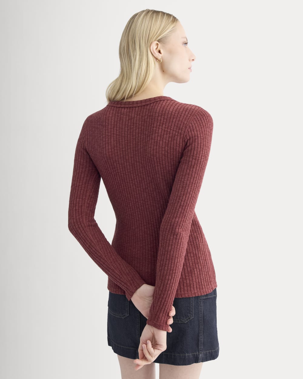 The Cozy Rib Long-Sleeve Tee | Pomegranate - Image 5