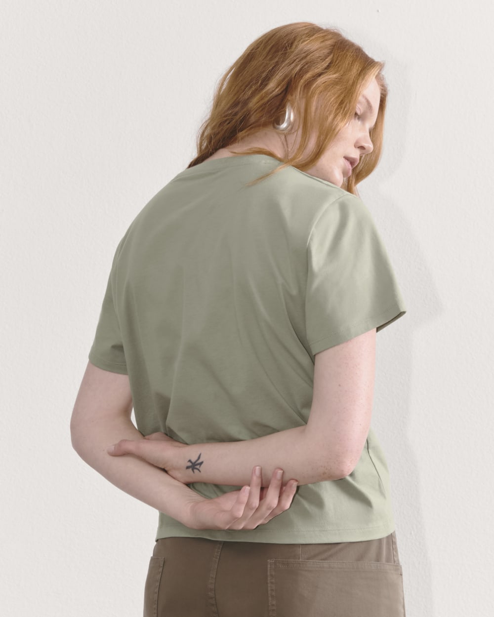 The Box-Cut Tee in Essential Cotton | Sage Green | No Pocket - Image 6