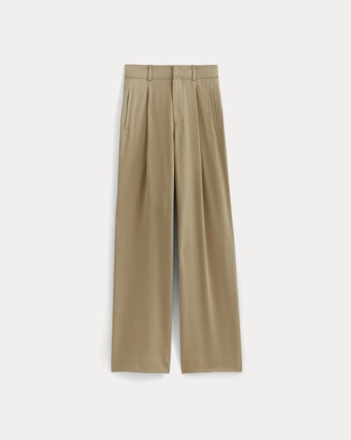 Alternative view of The Draper Pleated Pant in Buttersmooth | Ash Brown | 30 Inseam
