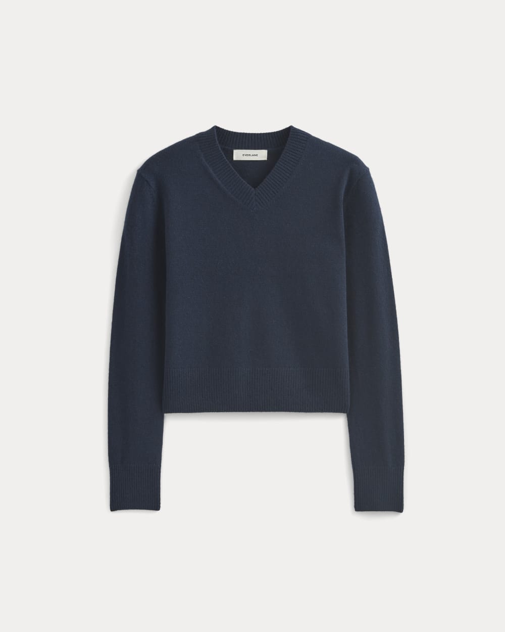 Cashmere Cropped High-V Sweater | Navy - Image 2