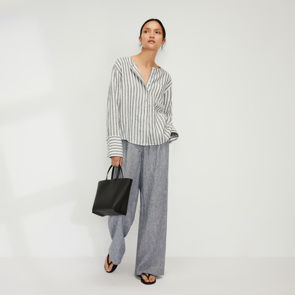 The Linen Popover Shirt | Bone/Navy - Image 6