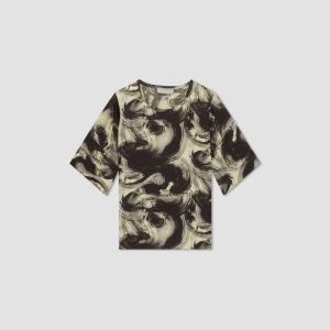 Alternative view of The Satin Relaxed Tee | Pale Yellow / Black