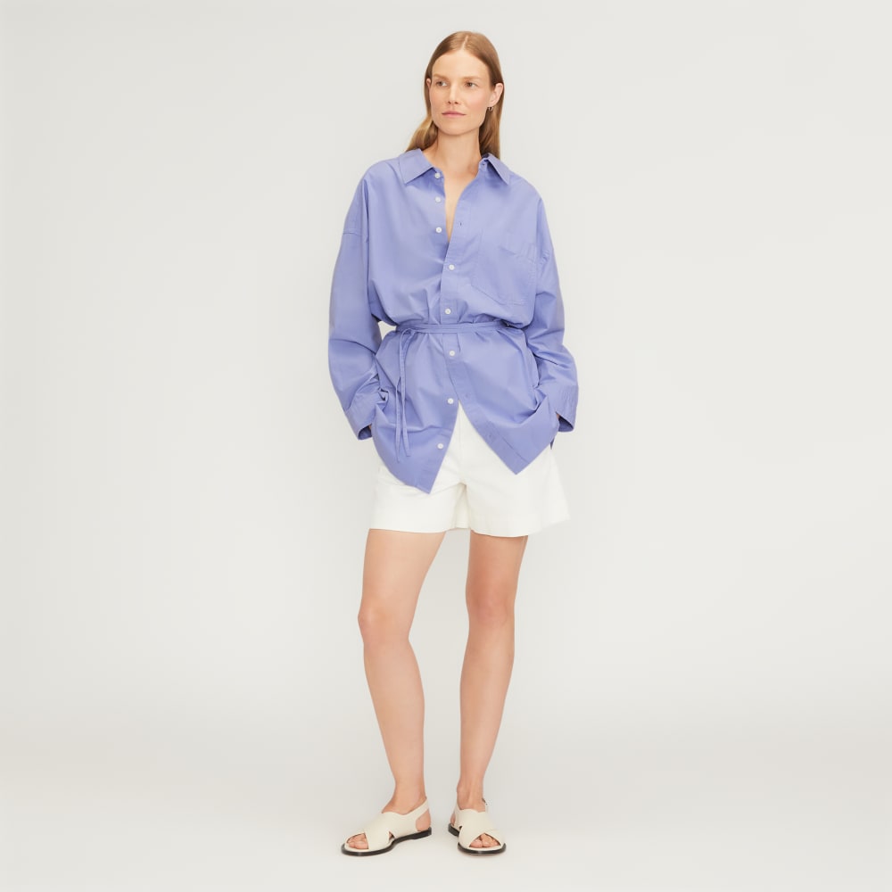 The Poplin Tie Back Shirt | Cornflower Blue - Image 6