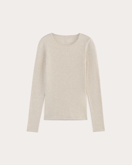 Alternative view of The Luxe Rib Long-Sleeve Crew | Heathered Oat