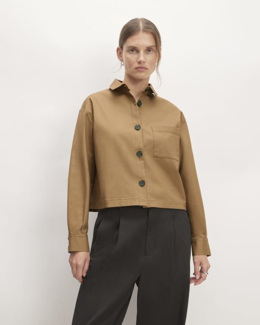 The Structured Cotton Cropped Shirt | Toasted Coconut