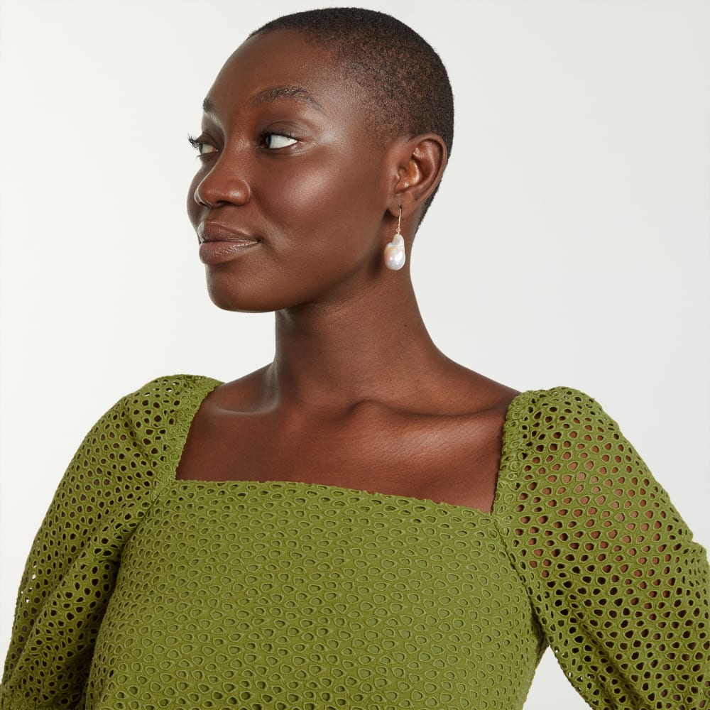 The Eyelet Puff Sleeve Top | Moss - Image 6