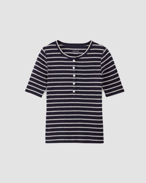 Alternative view of The Vintage Rib Henley | Navy / Bone