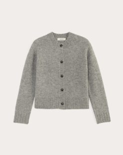 Alternative view of The Crew Cardigan in Alpaca | Heather Stone Grey