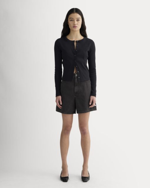 The A-Line Denim Short | Washed Black