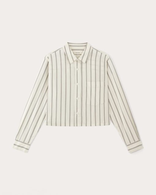 Alternative view of The Way-Short Shirt in Silky Cotton | Bone / Black