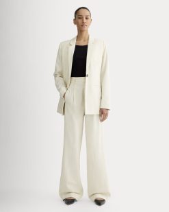 The Draper Pleated Pant in Buttersmooth | Heathered Oat | 32 Inseam