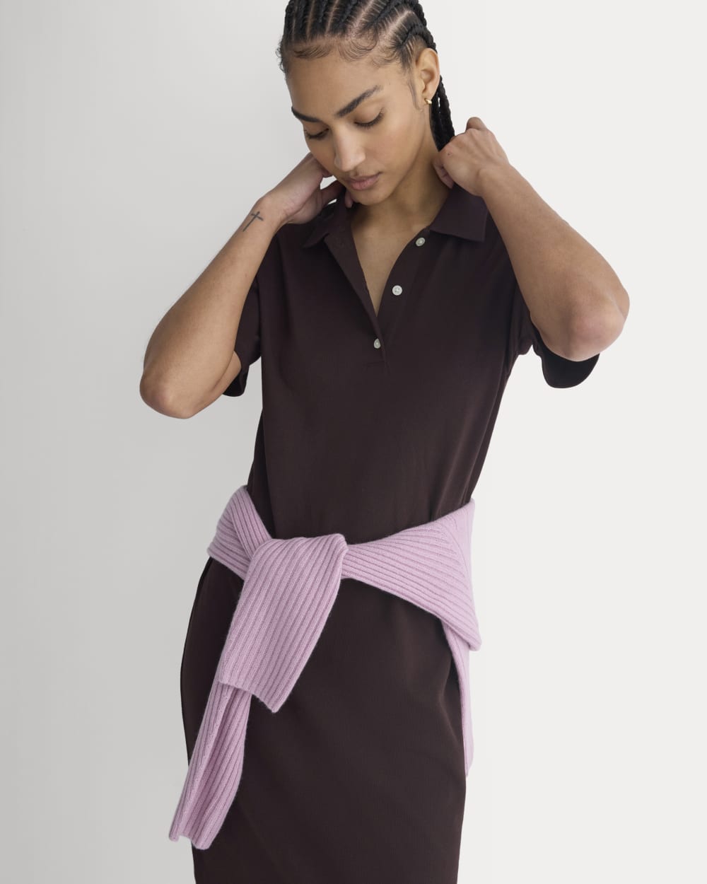 Pique Polo Short-Sleeve Dress | Dark Chocolate - Image 4