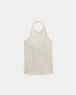 Alternative view of The Cable Halter in Cotton Cashmere | Birch