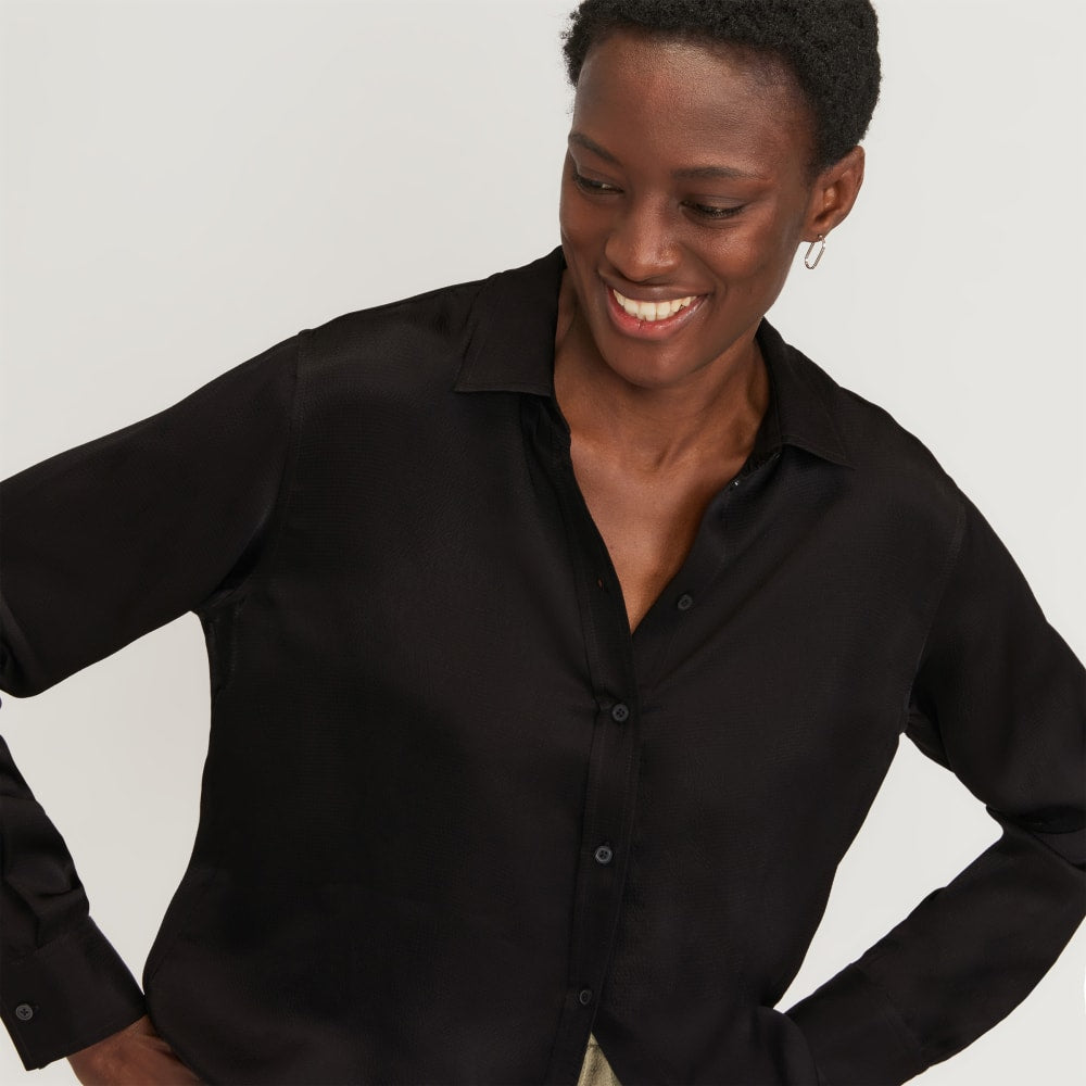The Satin Relaxed Shirt | Black - Image 4