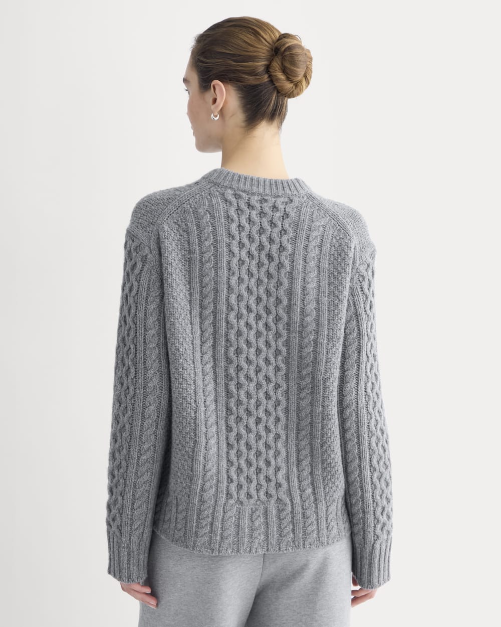 Cable Sweater in Luxe Merino | Heathered Mid-Grey - Image 5