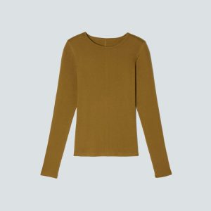 Alternative view of The Pima Micro-Rib Long-Sleeve Crew | Tapenade