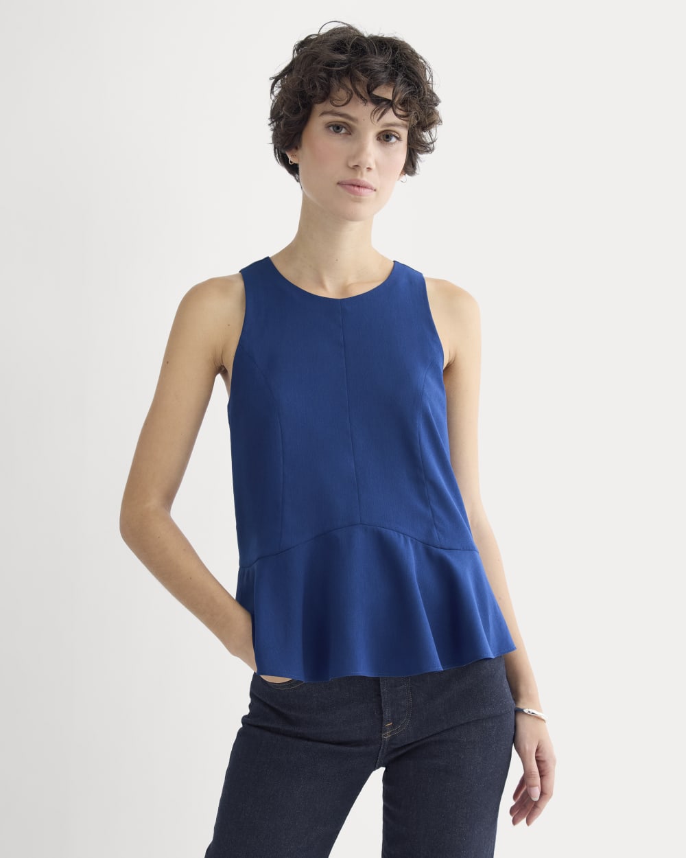 Sleeveless Peplum Top | Estate Blue - Image 5