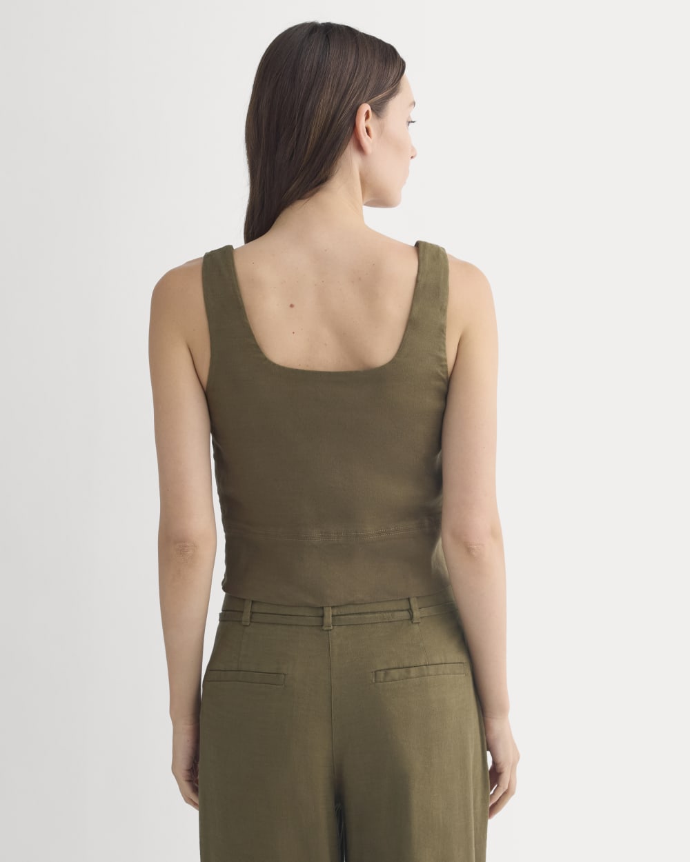 Square Tank in Stretch Linen | Beech - Image 4
