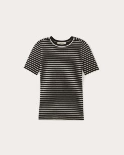 Alternative view of The Sweater Tee in Ultrasoft Merino | Black / Bone