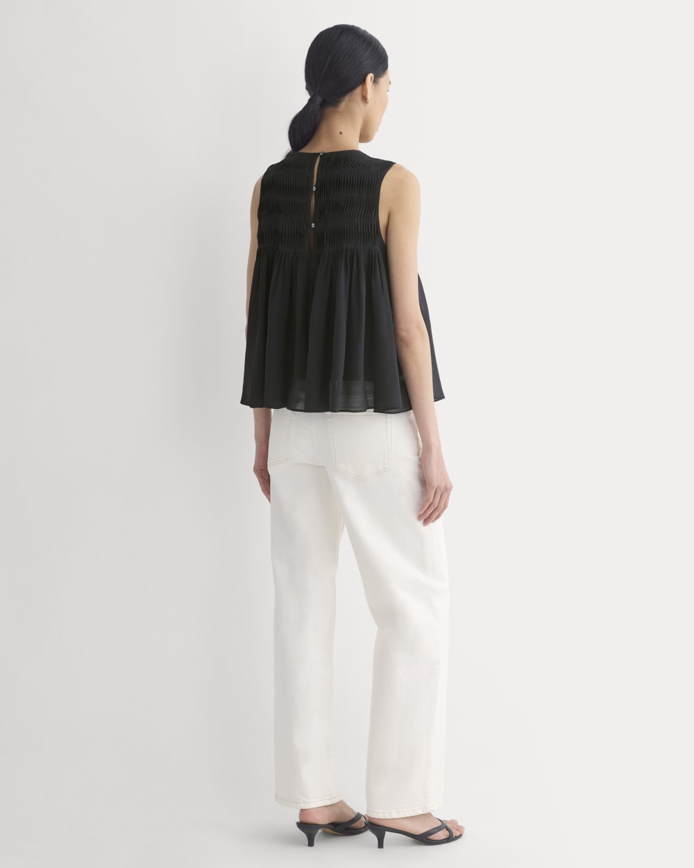 Twisted Pleat Tank in Silk Georgette | Black - Image 5