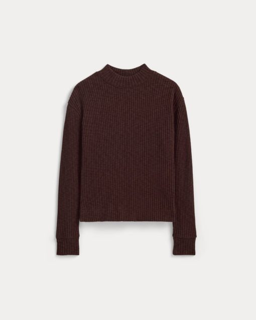 Alternative view of The Cozy Rib Funnel-Neck | Dark Mahogany