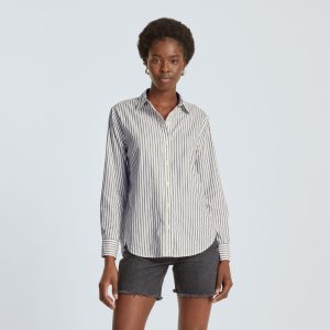 Alternative view of The Must-Have Shirt in Silky Cotton | Deep Blue / Canvas