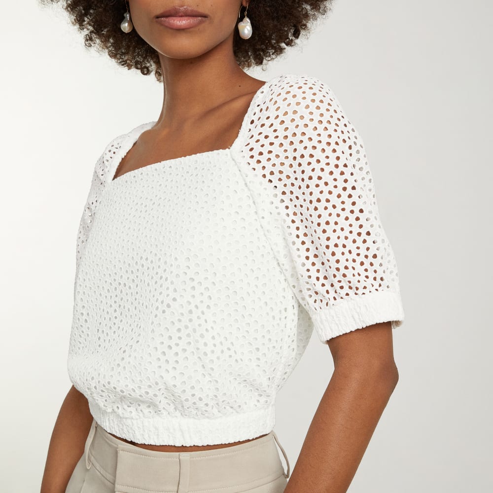 The Eyelet Puff Sleeve Top | White - Image 6