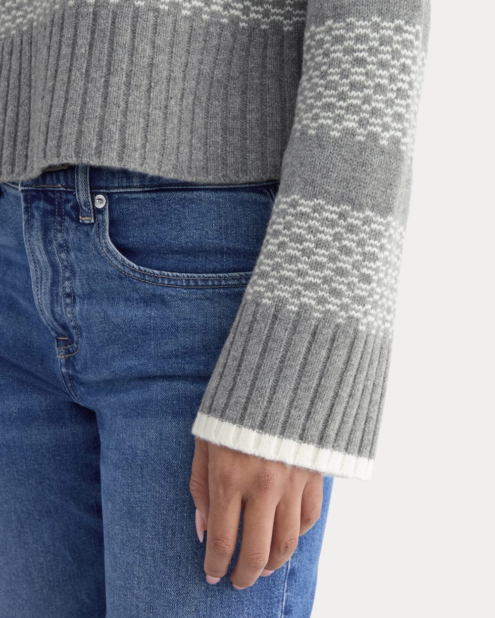 Nordic Cropped Boxy Crew in Luxe Merino | Heathered Mid Grey - Image 4