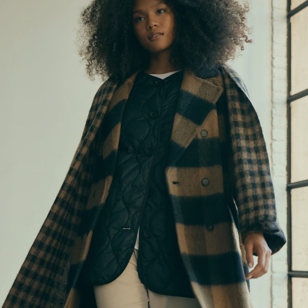 The Brushed Italian ReWool® Peacoat | Camel Buffalo Check - Image 4