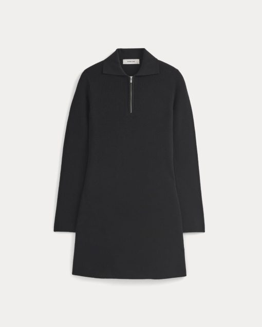 Alternative view of Knit Quarter-Zip Polo Dress | Black
