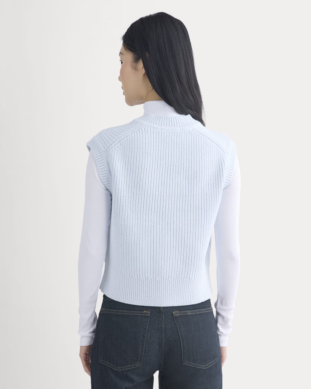 Ribbed V-Neck Vest in Everyday Cotton | Skywriting - Image 5