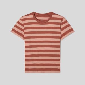Alternative view of The Box-Cut Tee in Essential Cotton | Redwood Stripe | No Pocket
