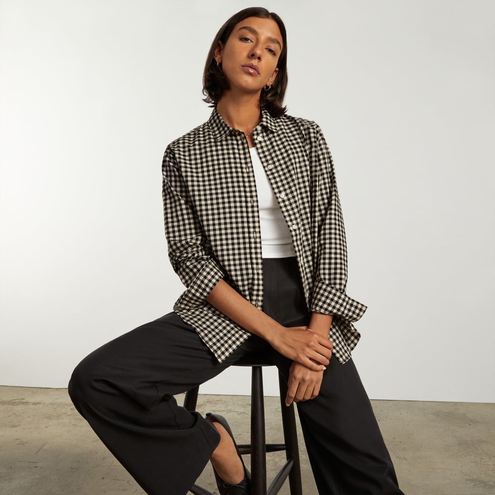 The Must-Have Shirt in Silky Cotton | Black / Canvas Gingham - Image 6
