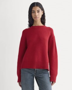 The Cotton Honeycomb Square Crew | Berry Red
