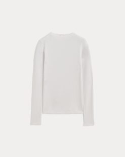 Alternative view of The Luxe Rib Funnel-Neck Tee | White