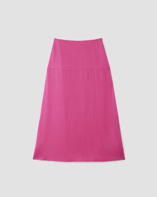 Alternative view of The Hammered Satin Slip Skirt | Fuchsia Pink