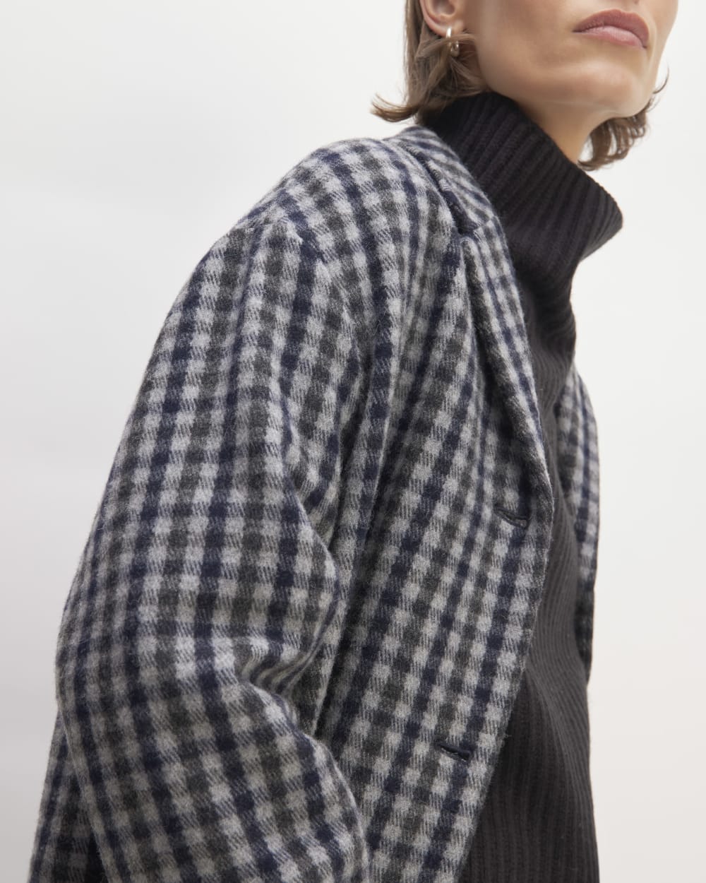 The Italian ReWool® Cocoon Coat | Grey / Charcoal / Navy Check - Image 4
