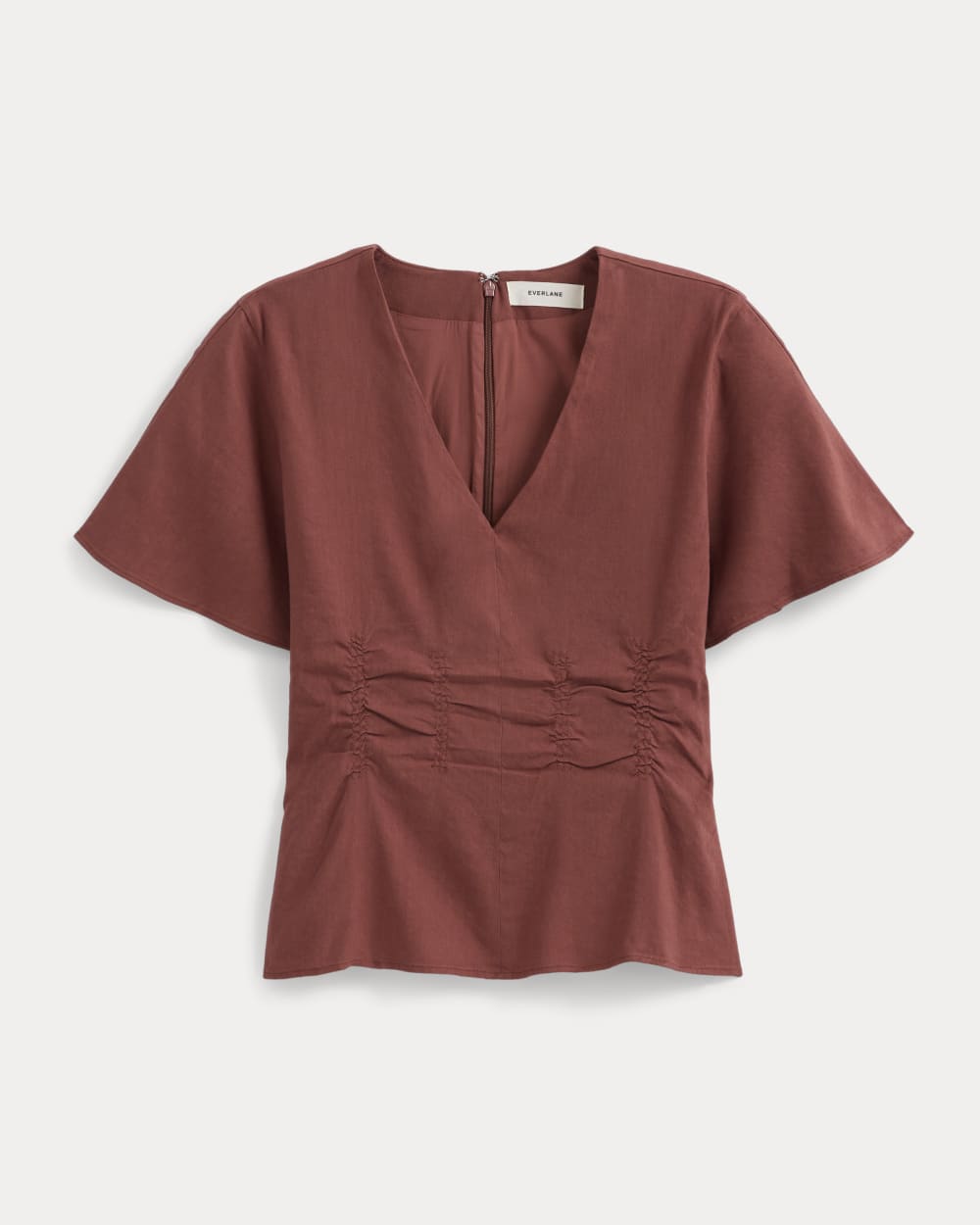 Cinched Top in Stretch Linen | Henna Red - Image 2
