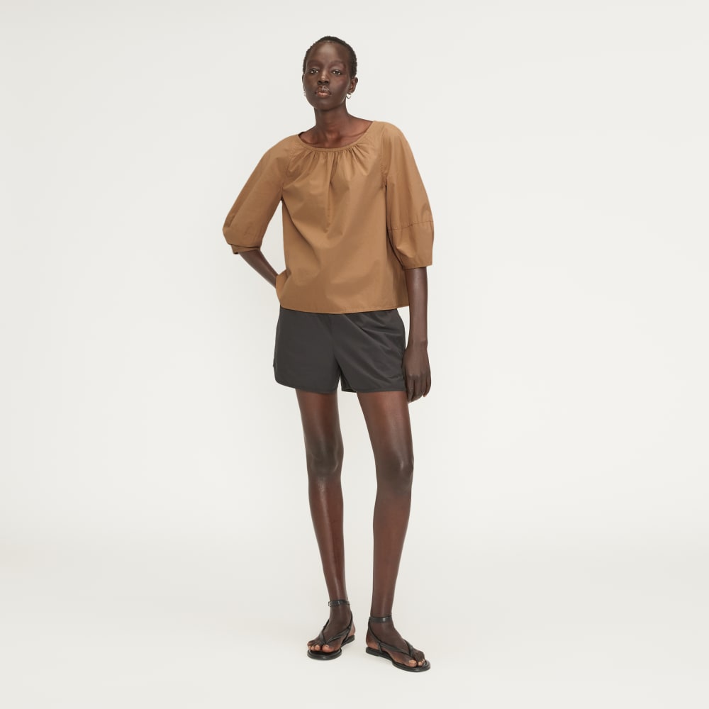 The Poplin Scoop-Neck Top | Caramel - Image 5