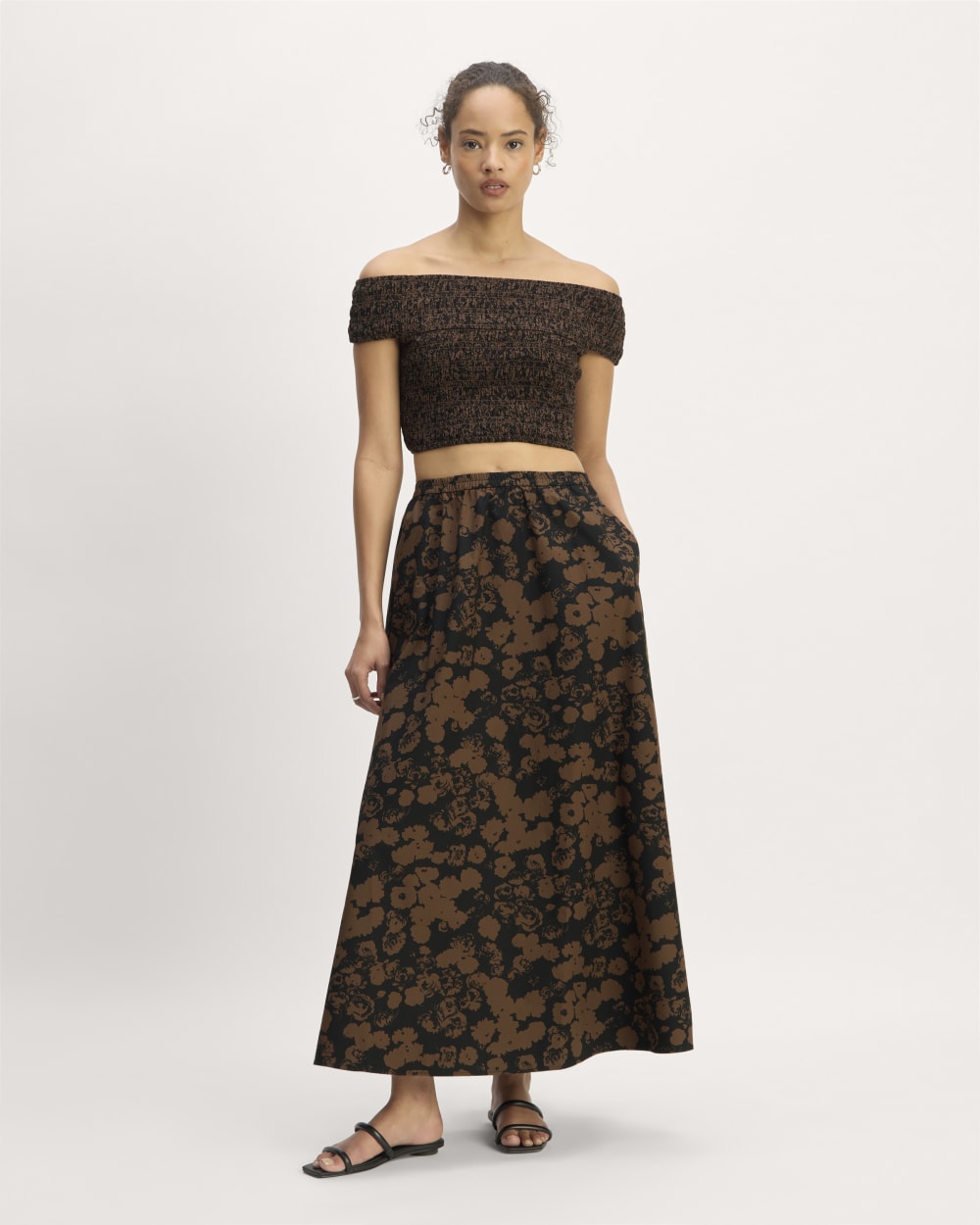 The Gauze Smock Top | Black / Cocoa Small Floral - Image 3