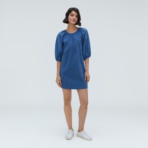 Alternative view of The Seersucker Puff Sleeve Dress | Deep Blue