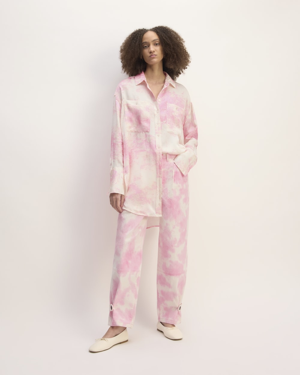 The Everlane x Marques' Almeida Satin Tie-Dye Shirt | Pink Tie-Dye - Image 4