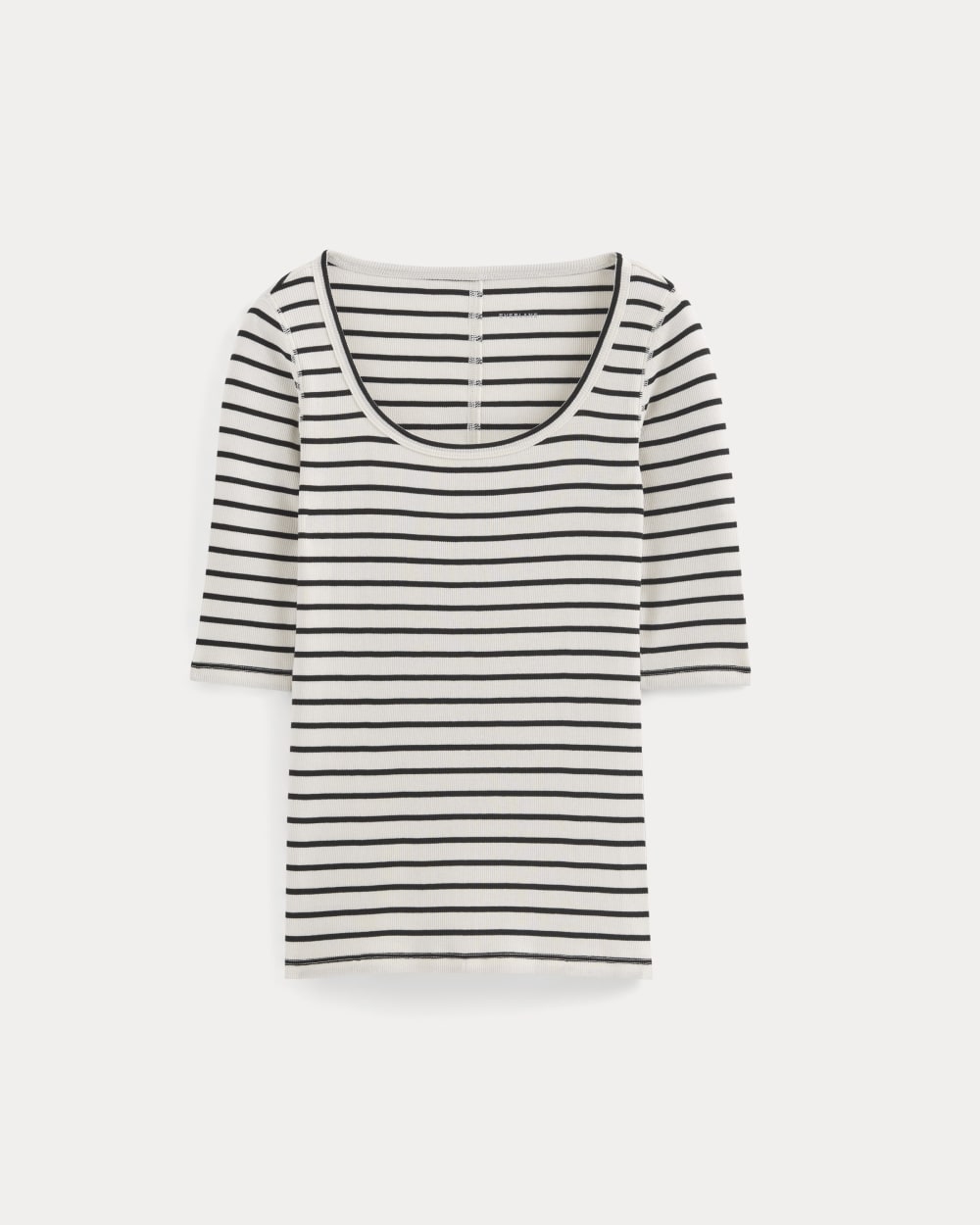 The Luxe Rib Scoop-Neck Tee | Bone / Black - Image 2