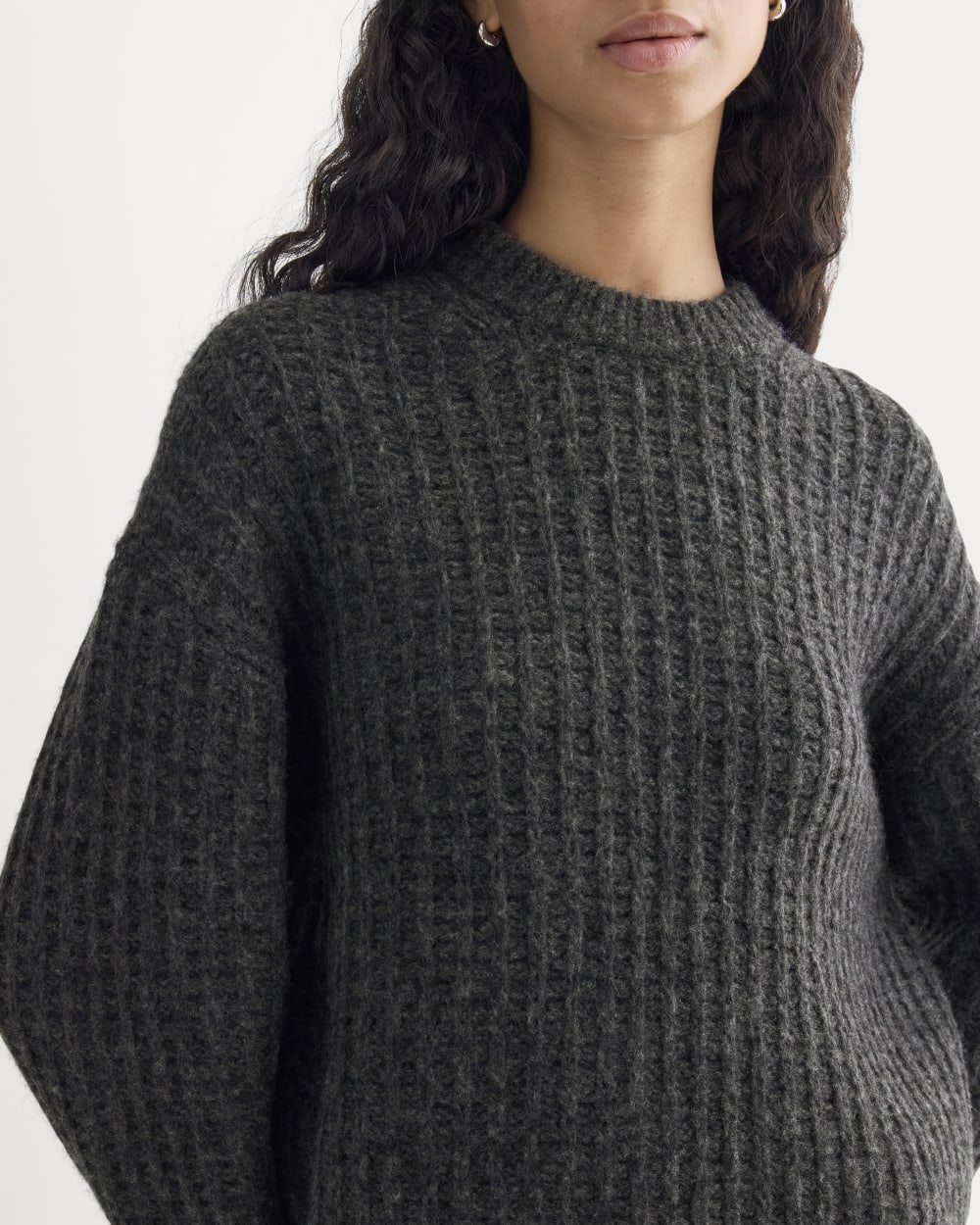 Waffle Sweater in Cloud | Heathered Soot - Image 4