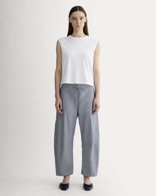 The Easy Barrel Pant | Dark Denim Pinstripe