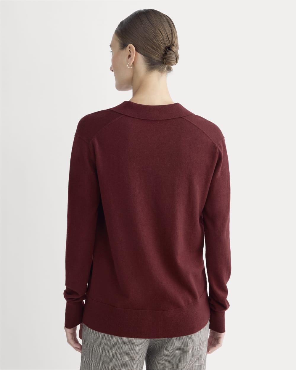 Oversized Polo Sweater in Cotton Merino | Deep Red - Image 6
