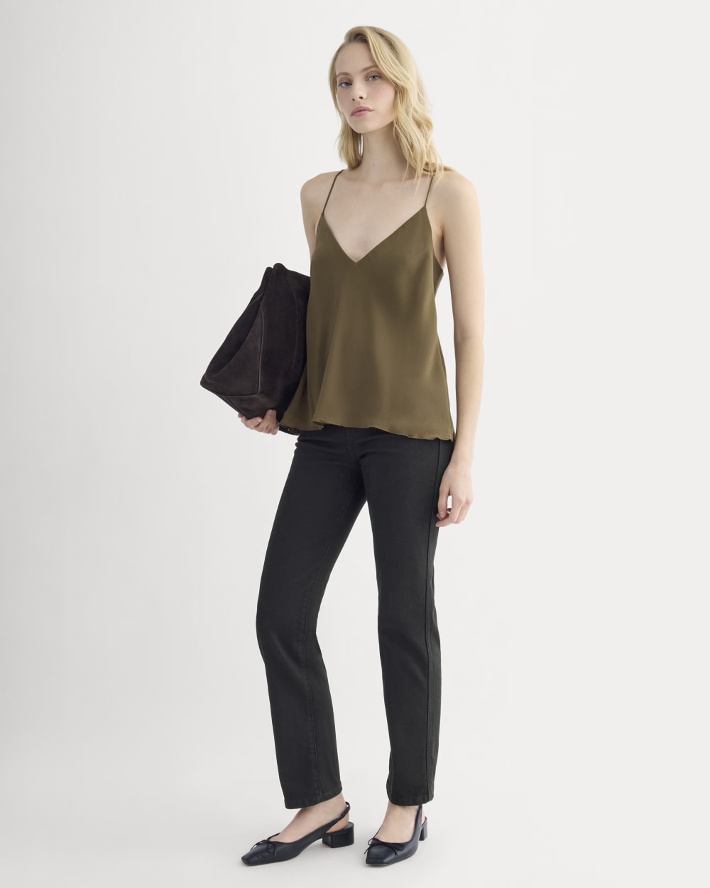 The Tie Back Cami in Washable Silk | Beech - Image 3