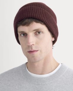 Alternative view of The Cashmere Ribbed Beanie | Wine