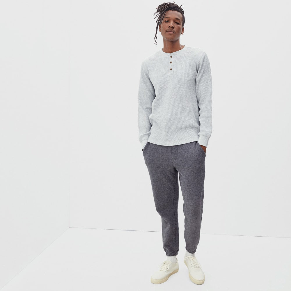 The Waffle Long-Sleeve Henley Tee | Heathered Light Grey - Image 4