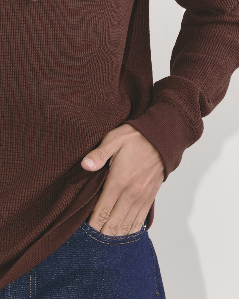 The Waffle-Knit Hoodie | Dark Mahogany - Image 5